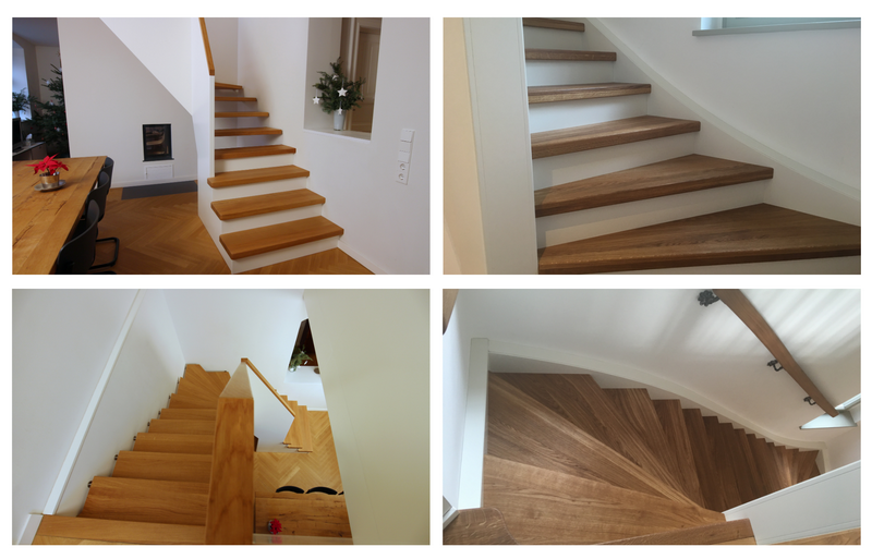 links: Eichenstufen PUR-lackiert seidenmatt   rechts: Eichenstufen anfeuernd rustikal geölt      Bildquelle: GRÄFE