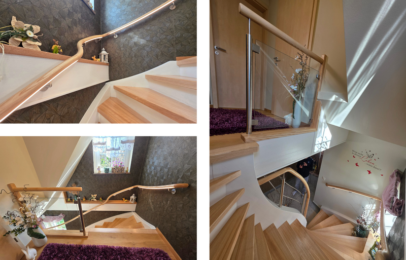 Austrittsgestaltung der Treppenbelegung mit Balkenverkleidungen und kleinem Geländer   Bildquelle: GRÄFE