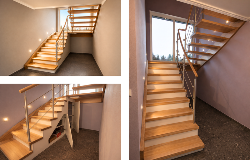 kombinierte Treppen: unten geschlossen mit Stauraum - oben offen und lichtdurchflutet     Bildquelle: GRÄFE