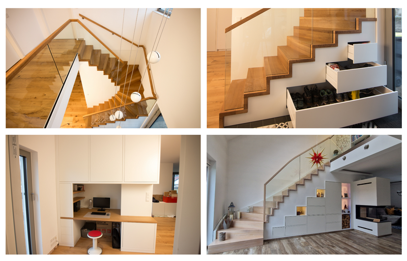 geschlossene multifunktionale Designtreppe mit Schuhschrank, Stauraum und Homeoffice      Bildquelle: GRÄFE